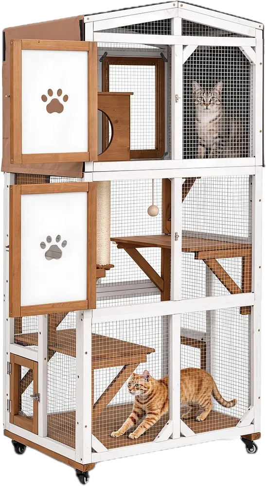 Mobile Wooden Catio on Wheels (PET99)