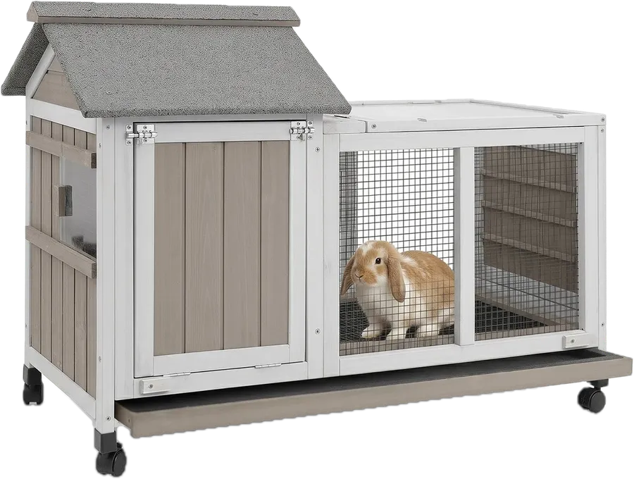 Expandable 2-Story Rabbit Hutch with Sunroom (PET30)